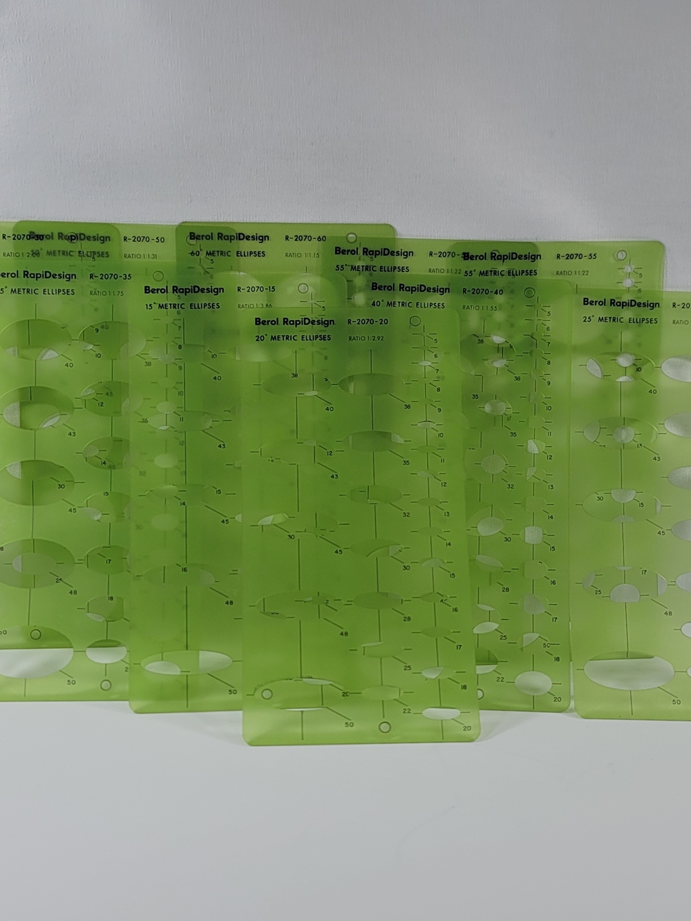 Berol RapiDesign Vintage Drafting Templates Metric Ellipses Lot of 12 USA Made